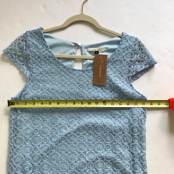 Francesca’s Blue Lace Spring Short Sleeve Dress - Picture 4 of 6